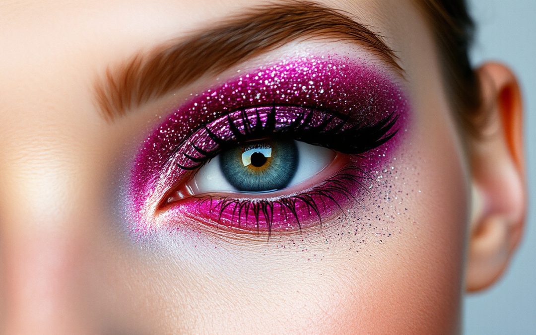 Sparkling Pink & Purple Eye Look: Glitter Makeup Guide